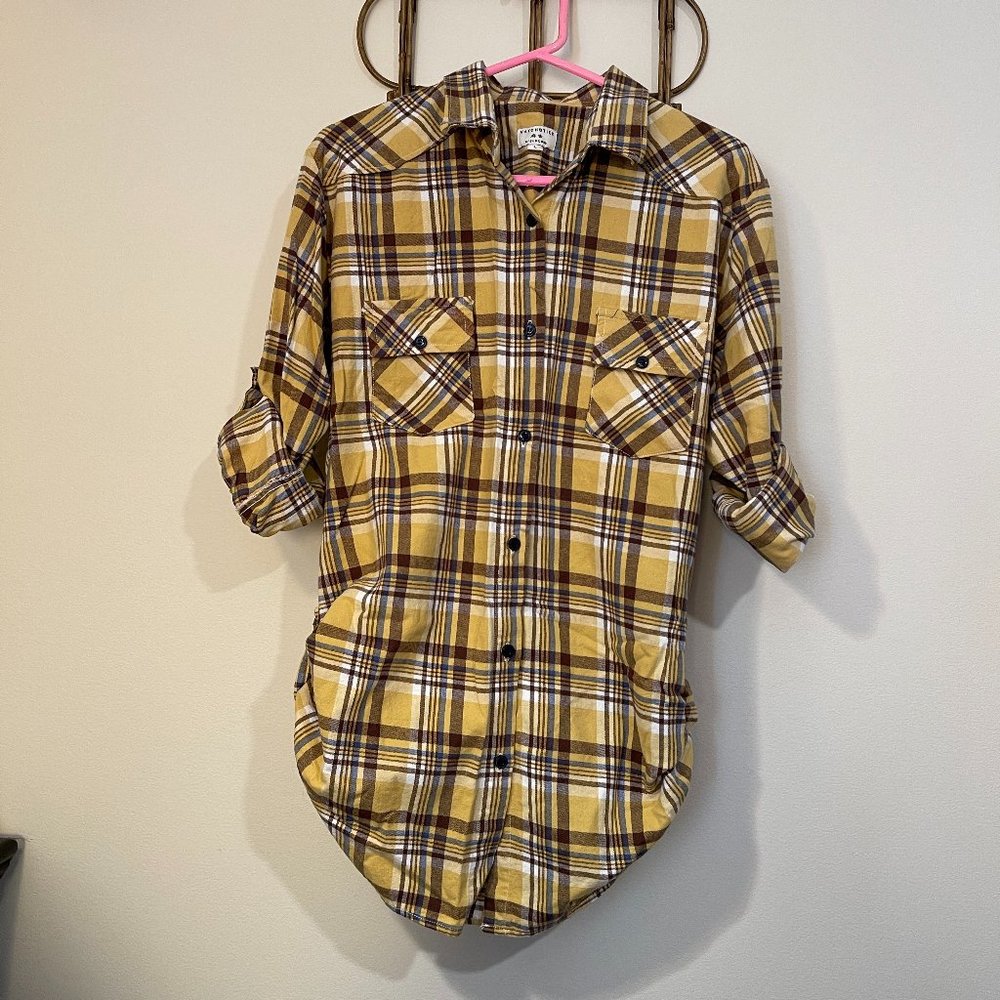 Women's flannel button up long length